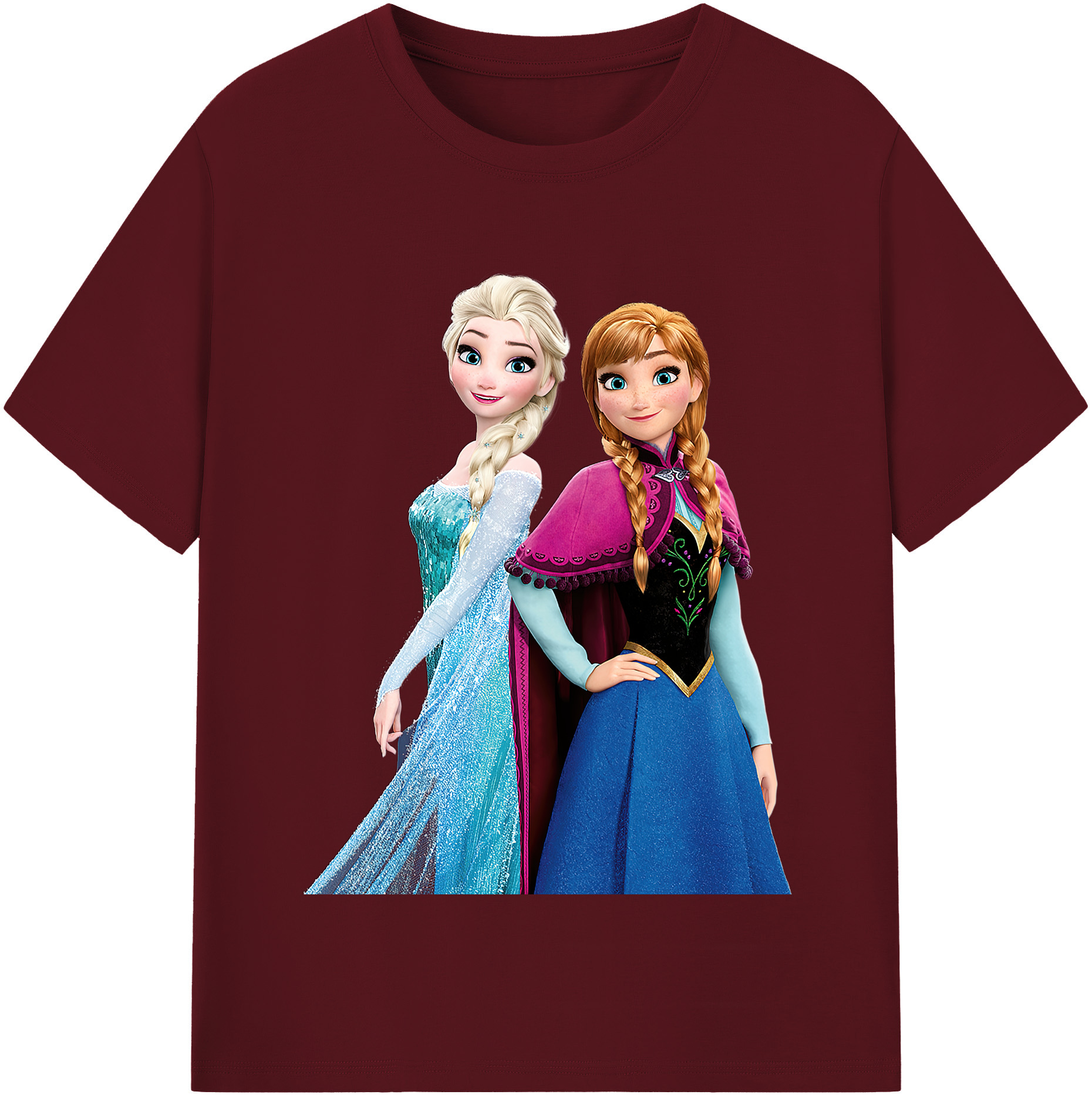 （画像用） アナと雪の女王 アンナ エルサ Frozen Anna Elsa 綿100％半袖Tシャツ（フロントプリント）